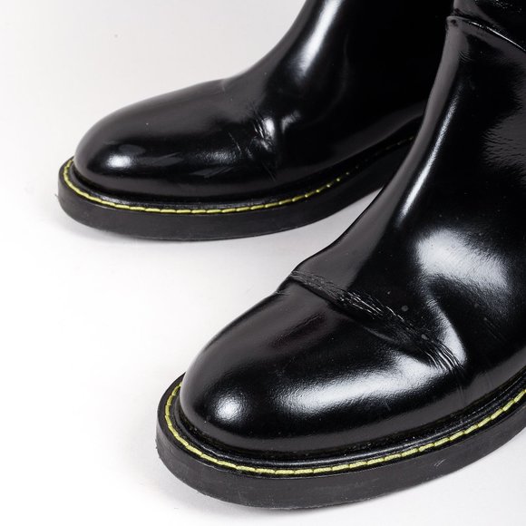 Marni Faux-Fur Trimmed Black Patent Leather Boots - Picture 6 of 10